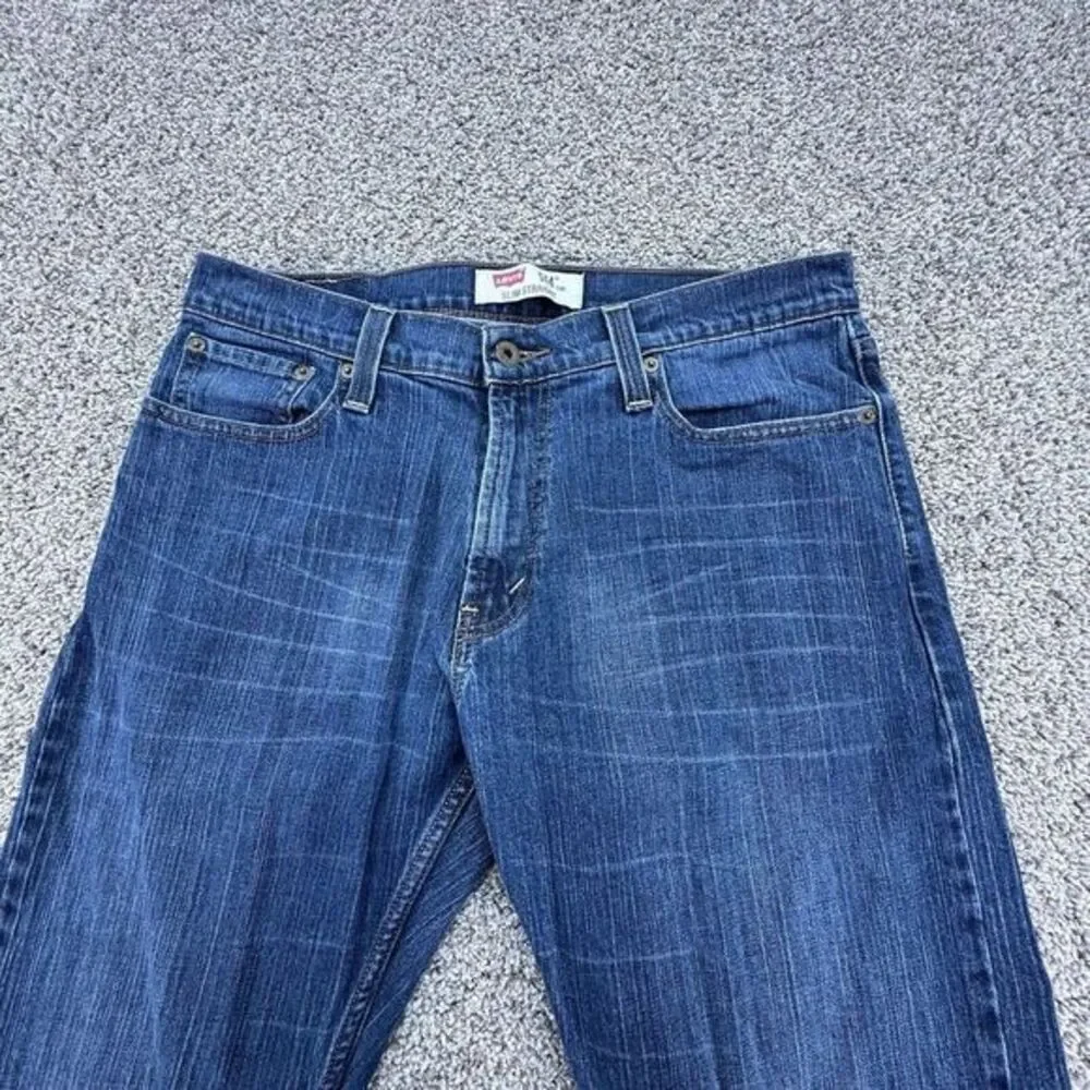 Levi's 514 Jeans Mens 34x30 Slim Straight Denim Medium‎ Wash Blue Actual